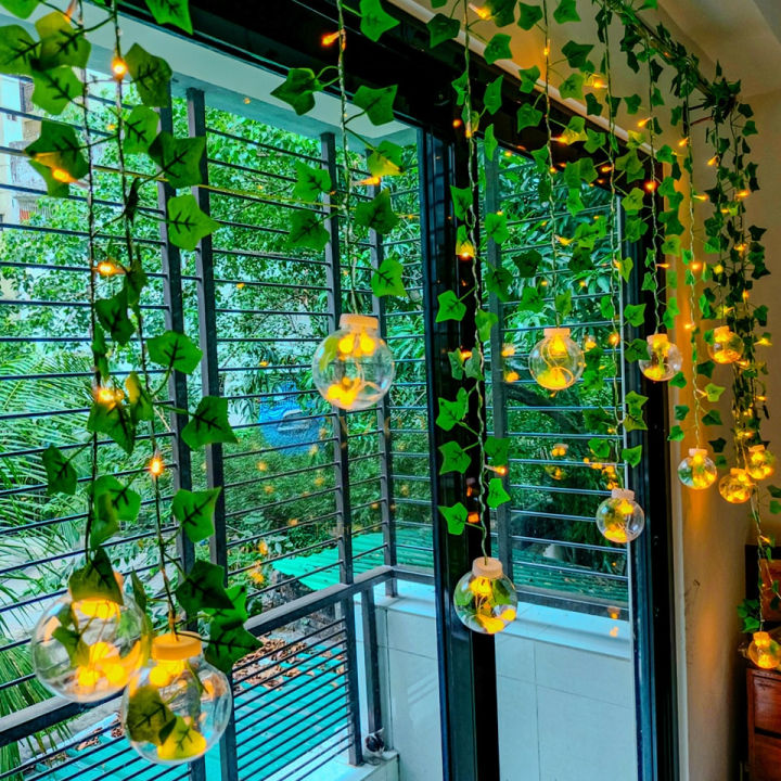 Wish Ball Leaf Curtain Light – 12 Feet with 12 Glowing Balls
