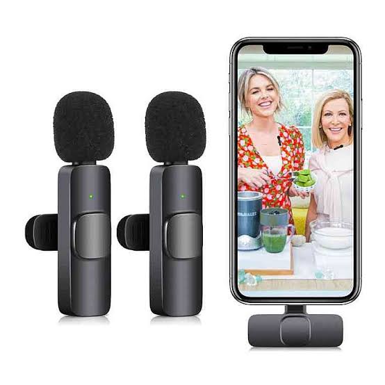K9 Dual Wireless Microphone for iPhone & Android – 2.4GHz Plug & Play Lavalier Mic