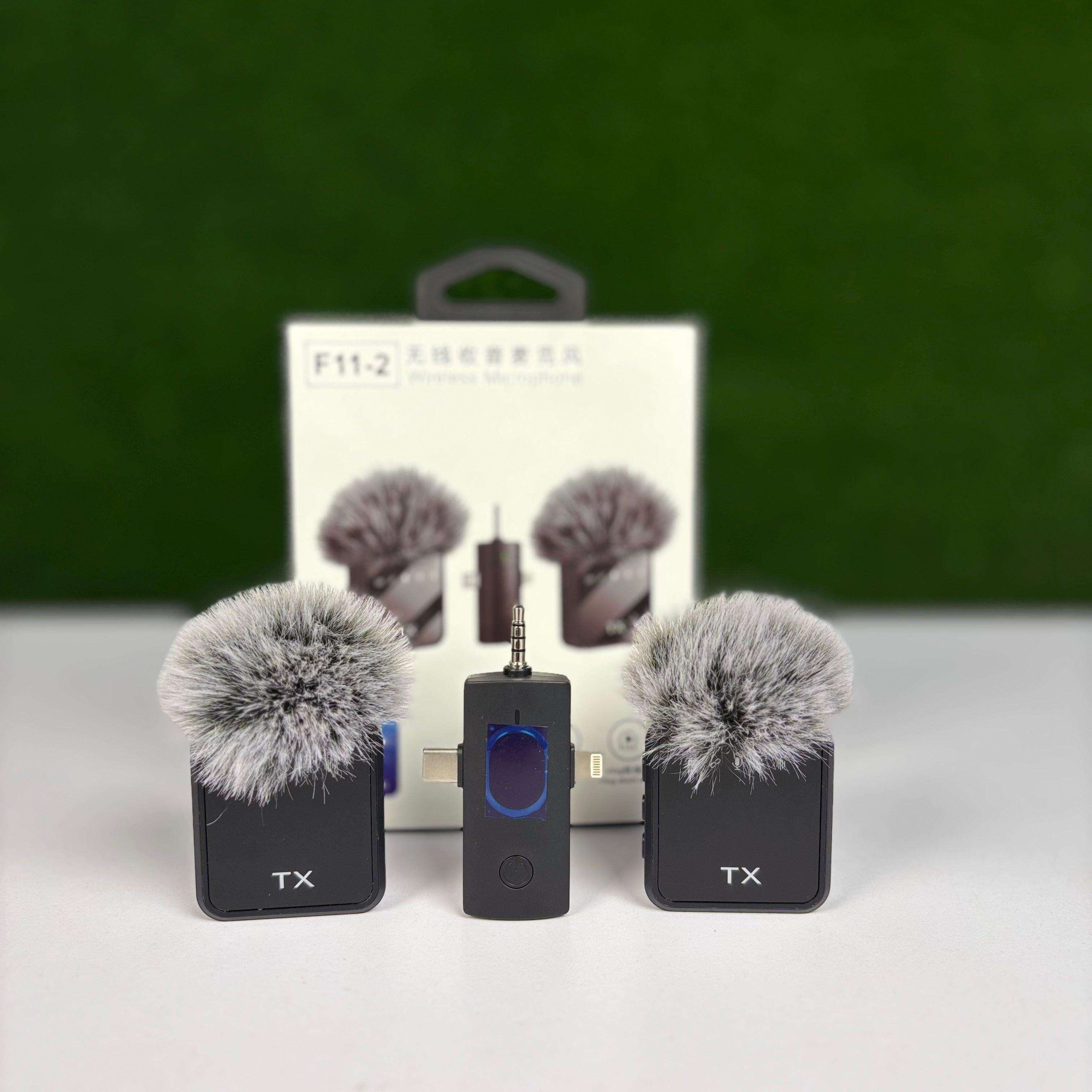 F11-2 Wireless Collar Microphone – Noise Cancelling Mic for iPhone, Android Type-C, Camera & Laptop