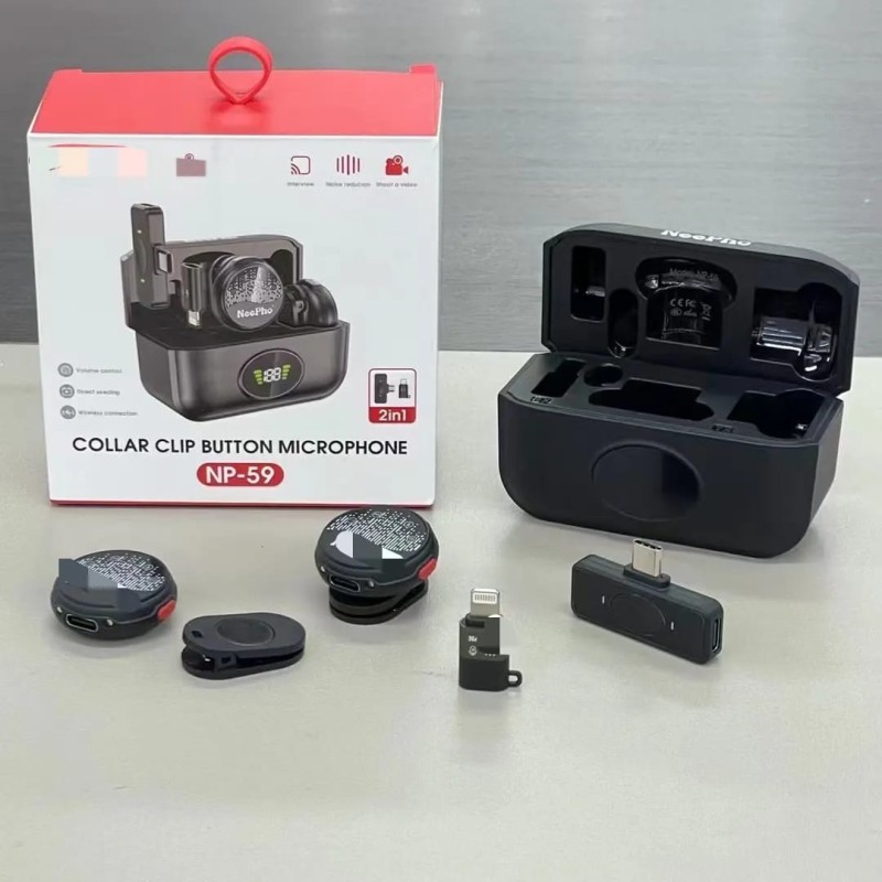 NeePho NP-59 Wireless Collar Clip Microphone – DSP Noise Cancellation & 2.4GHz Wireless