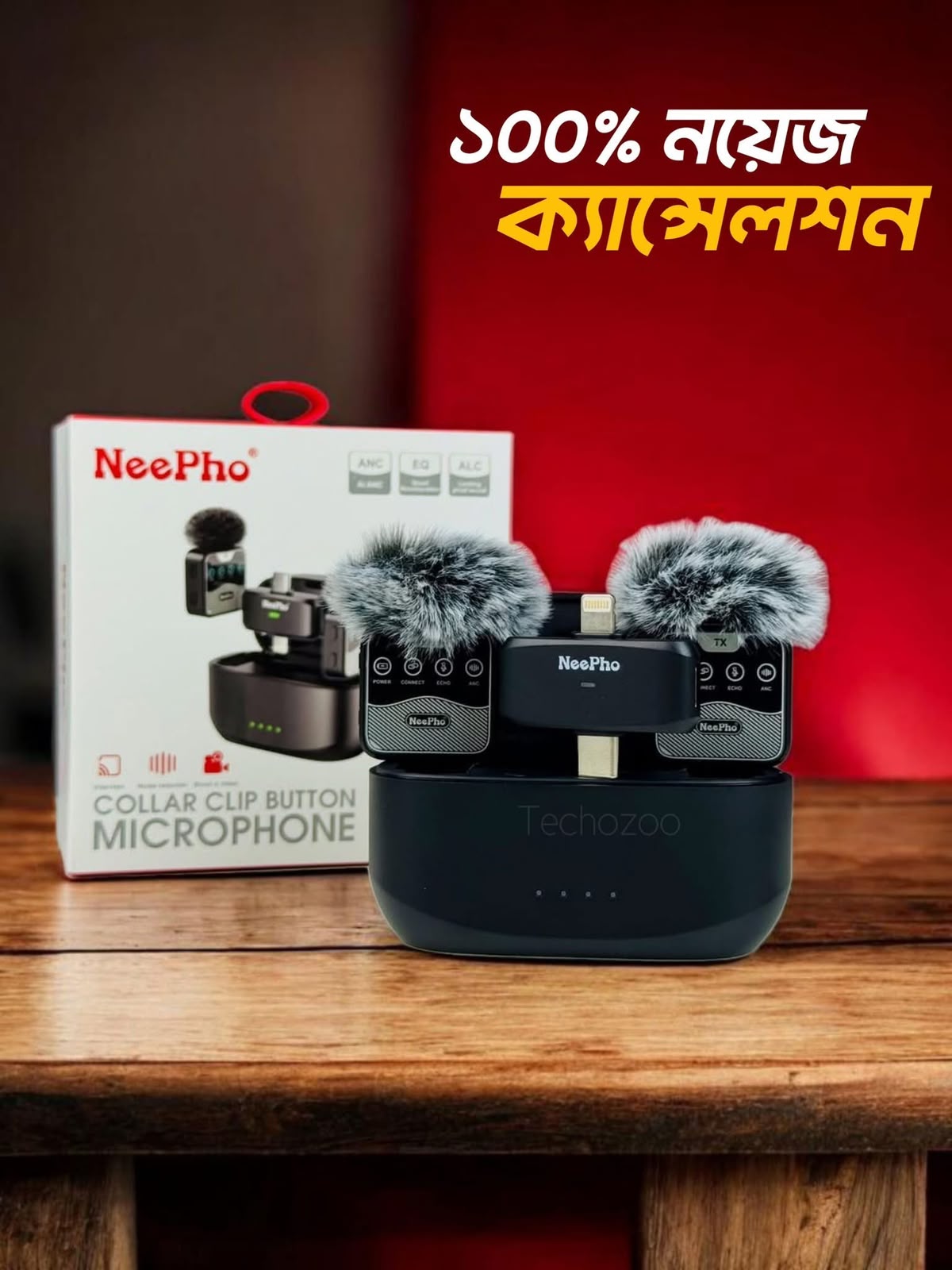 NeePho NP-60 Wireless Lavalier Microphone – DSP Noise Reduction for Type-C & iPhon