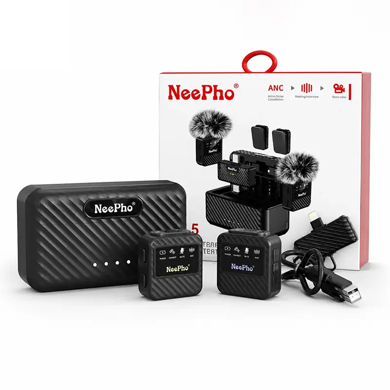 NeePho NP-65 Wireless Lavalier Microphone with ANC & Charging Case