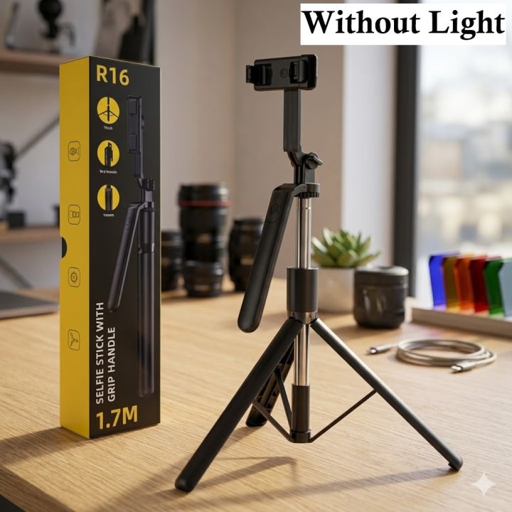 R16 5 Feet Selfie Stick Tripod with Bluetooth Remote & 360° Rotation