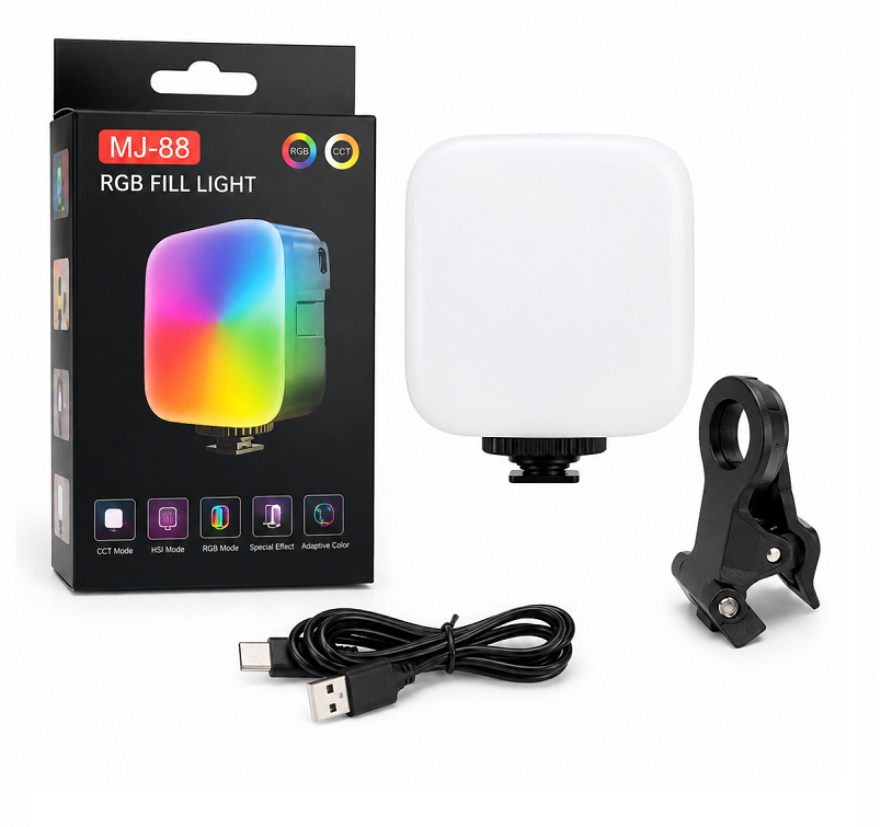 MJ-88 RGB LED Video Light – 8W Rechargeable Portable Fill Light