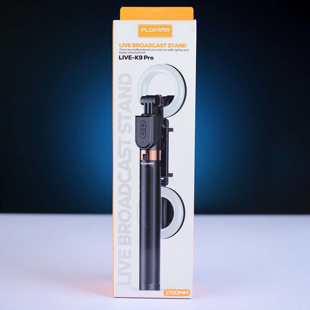 Plokama K9 Pro Double LED Selfie Stick Tripod with Bluetooth Remote